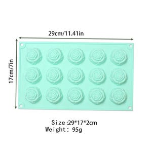 15-cavity Rose Flower Cake Mold Flexible Silicone Choclate Mold Soap Mold Soap Candle Candy image 4