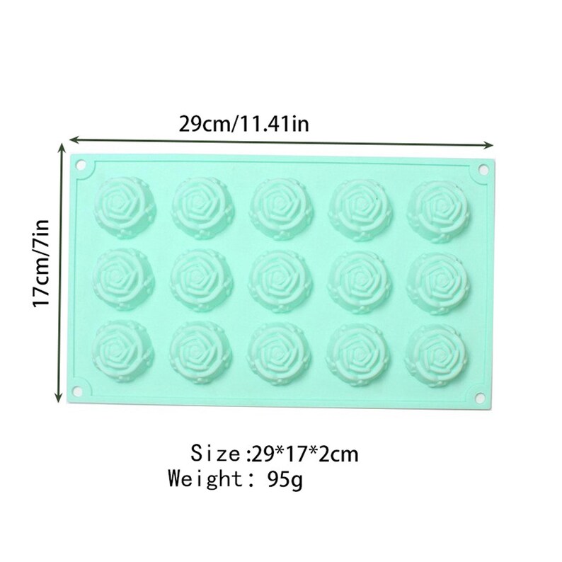 15-cavity Rose Flower Cake Mold Flexible Silicone Choclate Mold Soap Mold Soap Candle Candy image 4