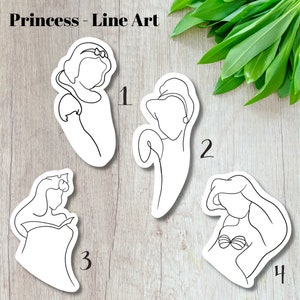 PRINCESS LINE ART Water Resistant Vinyl Sticker Magic Clear