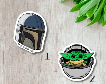 MANDALORIAN - Water Resistant Vinyl Handmade Sticker Baby Grogu Space Bounty Hunter
