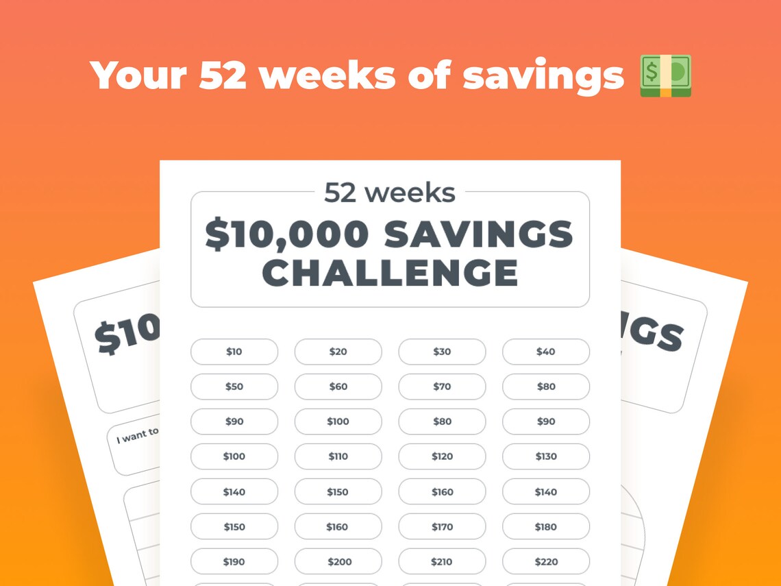 10K 52 weken Geldbesparende Uitdaging Printable Spaar Etsy Nederland