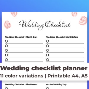 Wedding Planning Checklist | Wedding Planning Printable | Wedding Day Checklist | Wedding Planner Checklist| Printable wedding