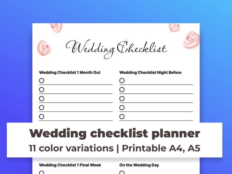 Wedding Planning Checklist | Wedding Planning Printable | Wedding Day ...