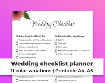 Wedding Planning Checklist | Wedding Planning Printable | Wedding Day Checklist | Wedding Planner Checklist| Printable wedding