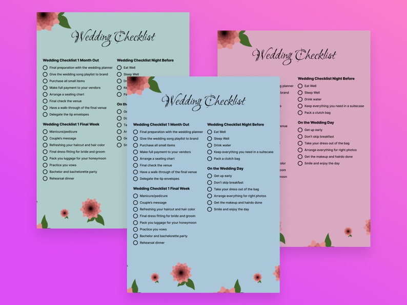 Wedding Planning Checklist Wedding Planning Printable Etsy