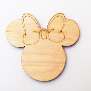 Mouse head - Laser Cut Unfinished Wooden Shapes Craft Supply DIY, Plywood DIY 3mm, mini