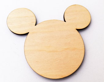 Mauskopf Laser cut unfertige Holzformen Bastelbedarf Holz Sperrholz DIY 3mm, Mickey