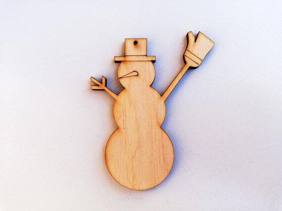 3D Ornament Snowman 2 Pieces Laser Cut Out Unfinished ORN117 3D Ornament Snowman 2 Pieces Laser Cut Out Unfinished ORN117