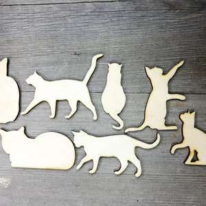 Gatti - forme di legno tagliate al laser Taglio laser Forma di ritagli di legno Incompiuto Craft Supply Fai da te non verniciato 0000059