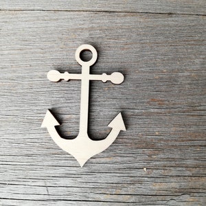 Wooden anchor sea decor nautical wall decor laser cut shapes blanks for DIY projects, unpainted, Craft Supply DIY, not painted, 0000209