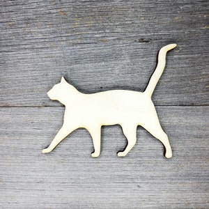 Gato, gato andando - formas de corte a laser de madeira Corte a laser recortes de madeira em forma de artesanato inacabado Fornecimento DIY não pintado 0000059