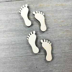 Forme tagliate al laser dei piedi, Forme di legno non finite tagliate al laser, Decorazioni per bambini, Baby shower, non dipinte, 0000016