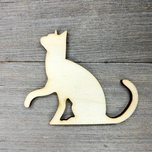 Gato, gato sentado - formas de corte a laser de madeira Corte a laser recortes de madeira em forma de artesanato inacabado Fornecimento DIY não pintado 0000059
