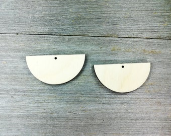 Half-round wood blank earrings, wooden blank earrings, DYI Wood earring, Laser cut wood earrings bases, laser cut Unfinished jewellery-00019