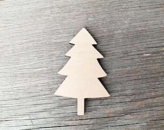 Christmas decor Pine tree not painted wooden cut out unfinished shape, DIY Craft Supply, Evergreen tree wooden cutout 0000026-16