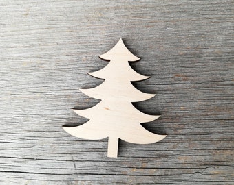 Wooden cut out tree unfinished shape, Pine tree not painted, DIY Craft Supply Christmas decor, Evergreen tree wooden cutout 0000026-13