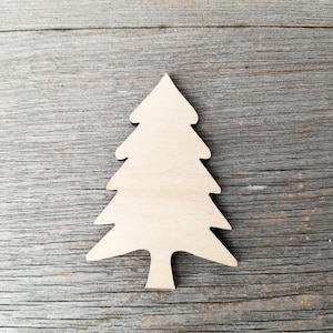 Albero di pino di Natale in legno tagliato a forma non finita, decorazione da parete, non dipinta, fornitura artigianale fai da te, ritaglio in legno di albero sempreverde 0000026-19