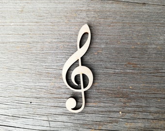 Wooden musical note, Clef, Music lover wall decor laser cut shapes blanks for DIY projects, unpainted, Craft Supply DIY, not painted 0000211