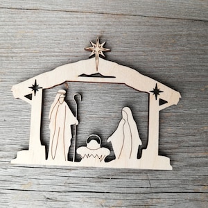 Wooden Christmas craft Nativity Manger Scene Laser Cut  wooden shapes cutouts, Unfinished Craft Supply DIY, not painted - 0000064-2