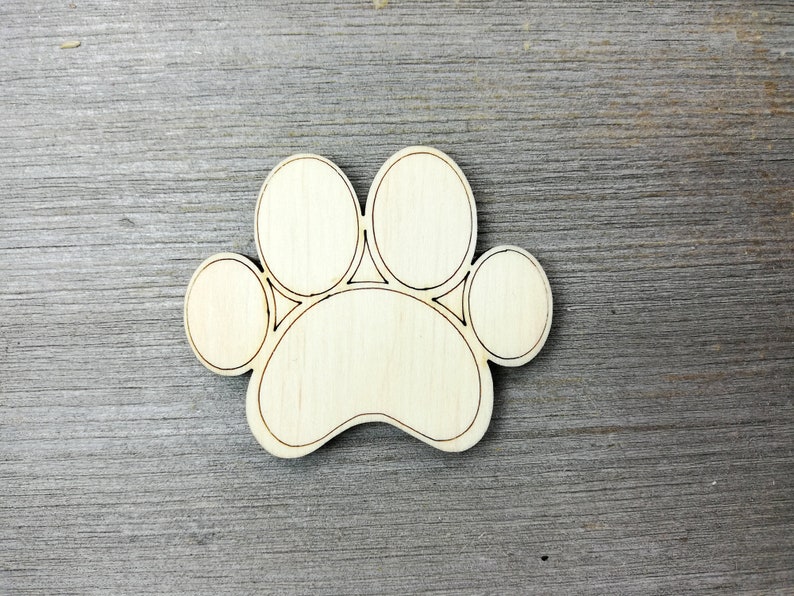 Paw Print Shape Laser Cut Wood Shapes, Unfinished Craft Supply DIY, Not ...