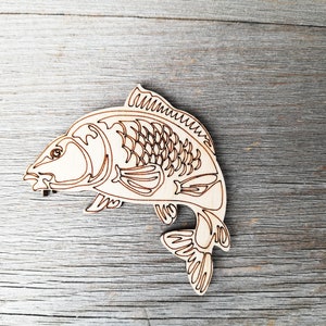 Decorazione da parete in legno per pescatore di pesci carpa in legno decorazione da parete in legno non dipinta Forme tagliate al laser ritaglio incompiuto 0000299