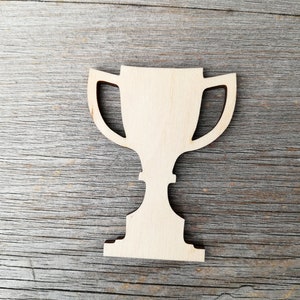 Wooden Champion&#39;s Cup wall decor laser cut shapes blanks DIY projects unpainted Playroom unfinished award prize wall decoration 000243