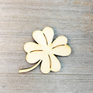 Clover, Four Leaf Clover shape Laser Cut wood Shapes, Unfinished Craft Supply DIY, not painted, 0000068