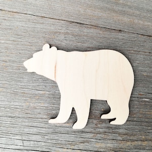Bear - Unfinished wood cutout shapes DIY, Craft Supply DIY not painted, wooden laser cut shapes, 0000090