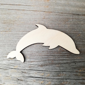 Delfino pesce 3mm forme ritagliate in legno fai da te, fornitura artigianale incompiuta fai da te non dipinta, forme tagliate al laser in legno, arredamento nautico, mare, 0000153