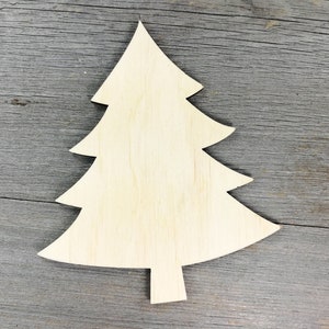 Forma tagliata al laser dell'albero di Natale, Albero sempreverde tagliato, Forma tagliata al laser in legno di pino, ritagli di legno, non finito, forme di compensato 0000026