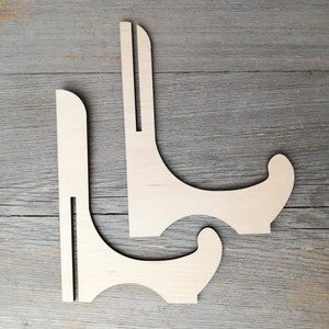 Supporto per piatto, cavalletto in legno, treppiede, base - forme in legno tagliate al laser Forma di ritagli in legno tagliato al laser Fornitura artigianale non finita Fai da te non verniciato 00171