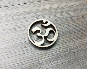 Round Om, Yoga, shape Laser Cut wood Shapes, Unfinished Craft Supply DIY, not painted, 0000060