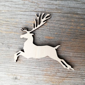 Reh aus Holz Hirsch mit Geweih unlackiert Spielzimmer Wanddekoration unlackiert Laserschnitt Form DIY Projekte 000271