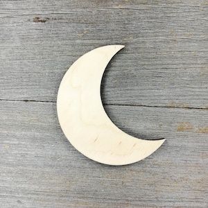Moon Laser Cut Unfinished wooden Shapes Craft Supply DIY, not painted, 0000021
