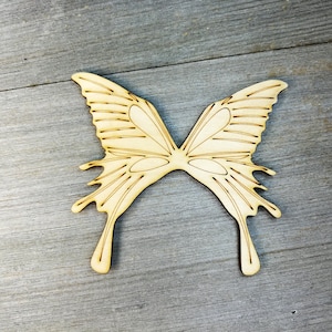 Skrzydła motyla, wycinane laserowo kształty z drewna, niedokończone materiały do majsterkowania, nie malowane, 0000079