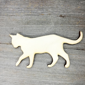 Gato-formas de corte a laser de madeira, gato andando recortes de madeira cortados a laser forma artesanato inacabado fornecimento diy não pintado 0000059