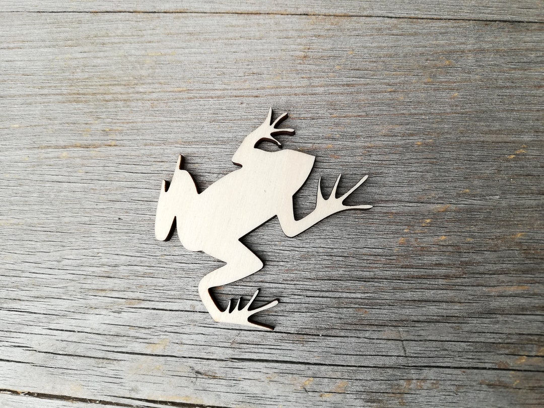 Frog, Wooden Frog Wood Cutout Shapes DIY, Unfinished Craft Supply DIY