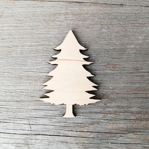 Forma di albero in legno, Natale, Pino, Albero sempreverde ritagliato, forma tagliata al laser in legno, ritaglio in legno, non finito, forme di compensato 0000026-5