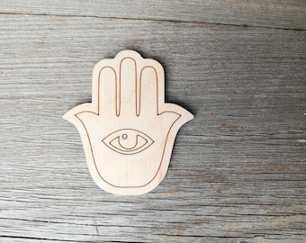 Hamsa Spiritual symbols wooden Craft Supply DIY not painted Wall decoration Unfinished wood cutout wooden laser cut shapes 0000304