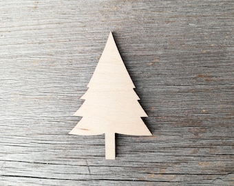 Pine tree not painted wooden cut out unfinished shape, DIY Craft Supply Christmas decor, Evergreen tree wooden cutout 0000026-13