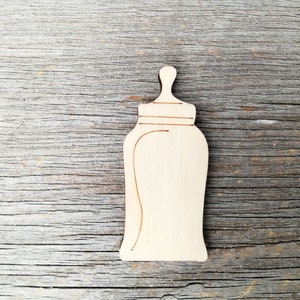 Baby bottle with nipple - Craft Supply DIY not painted, Unfinished wood cutout shapes DIY, wooden laser cut shapes, 0000084