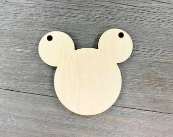 Maus kopf Laser cut Unfertige Holzformen Bastelzubehör DIY, nicht bemalt, 0000056