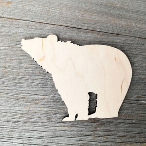 Bear - wooden Craft Supply DIY not painted Unfinished wood cutout shapes DIY wooden laser cut shapes 0000091