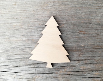 Pine tree unfinished not painted wooden cut out shape, DIY Craft Supply Christmas decor, Evergreen tree wooden cutout 0000026-14