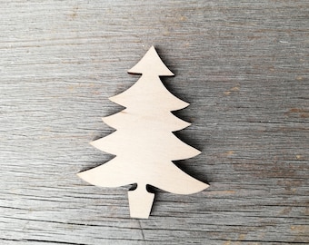 Pine tree DIY Craft Supply not painted wooden cut out unfinished shape, Christmas decor, Evergreen tree wooden cutout 0000026-12