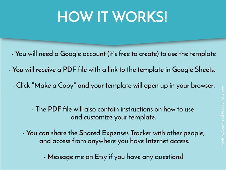 Shared Expenses Tracker Roommate Expenses Tracker Couples Expenses