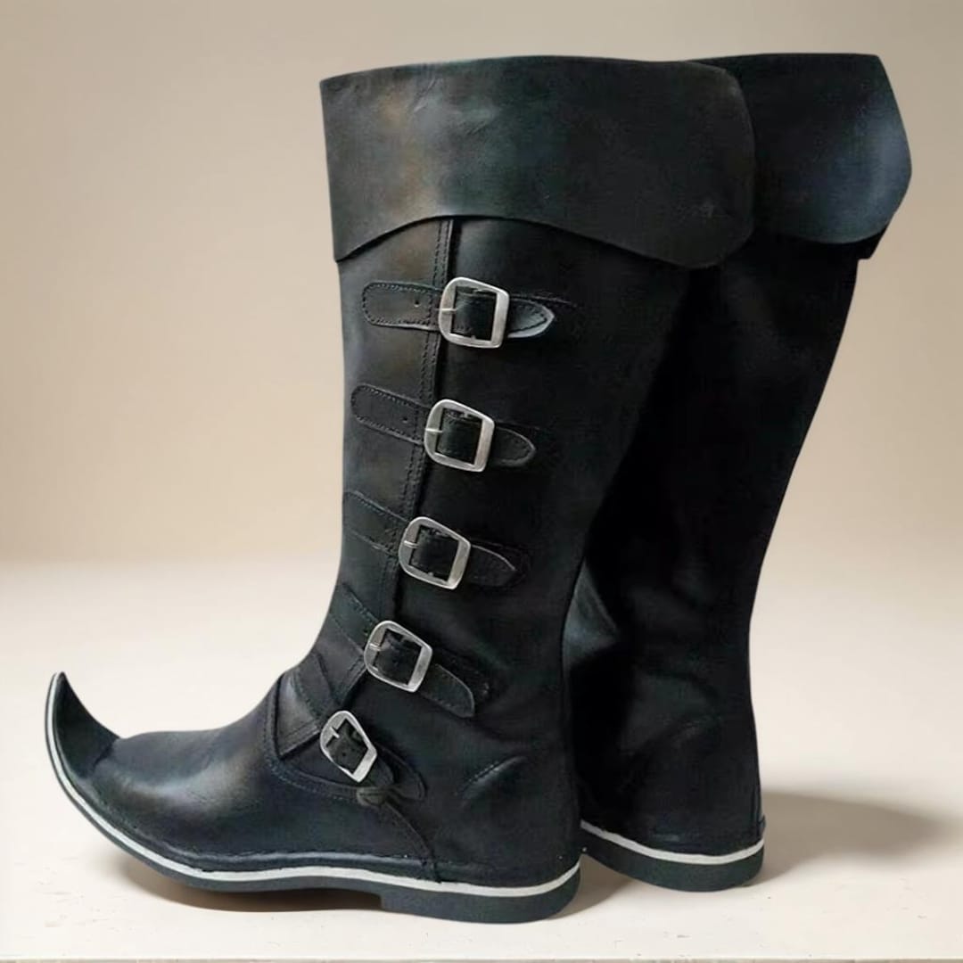 Black Medieval Leather Boots,medieval Viking Leather Boots for Men ...