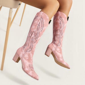 Fashion Cowboy Boots,Red Cowgirl Boots,Cowboy Western Leather Boots Women,Western Style Boots,Vintage Leather Cowboy Boots