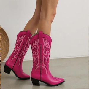Red Cowgirl Boots,Cowgirl Boots,Western Cowboy Boots for Women,Cowgirl Boot Accessories,Cowboy Leather Western Boots Women