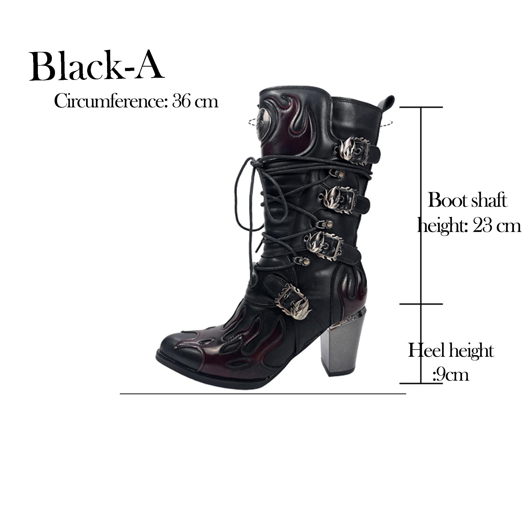 Black Red Flame Cowboy Boots, Gothic Western Boots, Punk Lace up